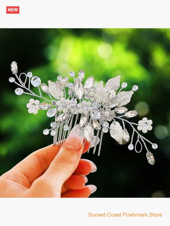Wedding Hair Comb Pearl Crystal Side Hair Accessory for Bridal Updo main image 4